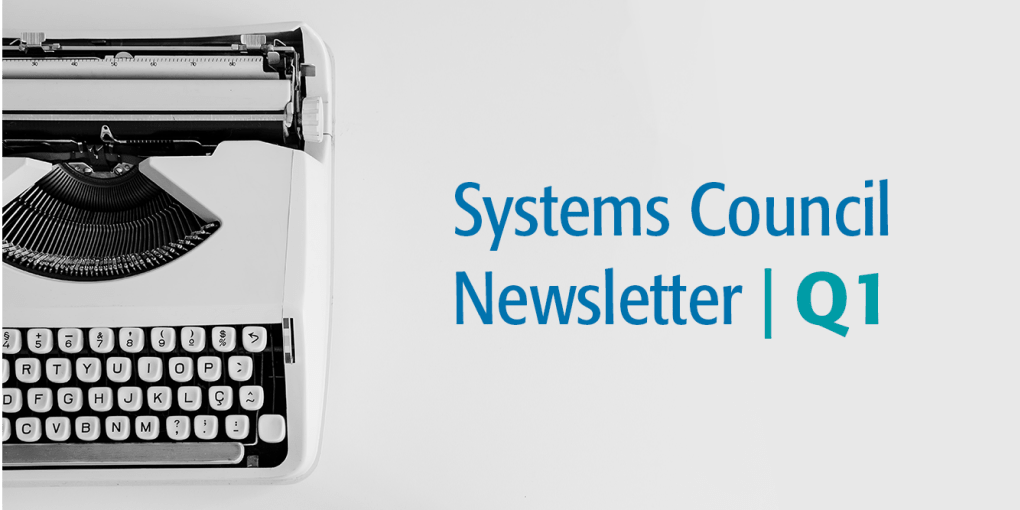Systems Council Newsletter Q1 graphic w/typewriter