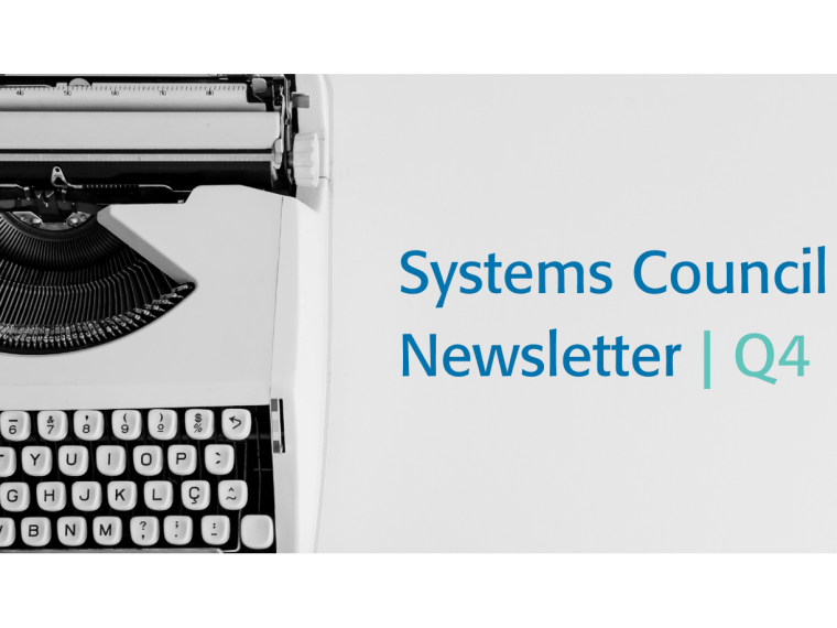 Systems Council Newsletter Q4 graphic w/typewriter