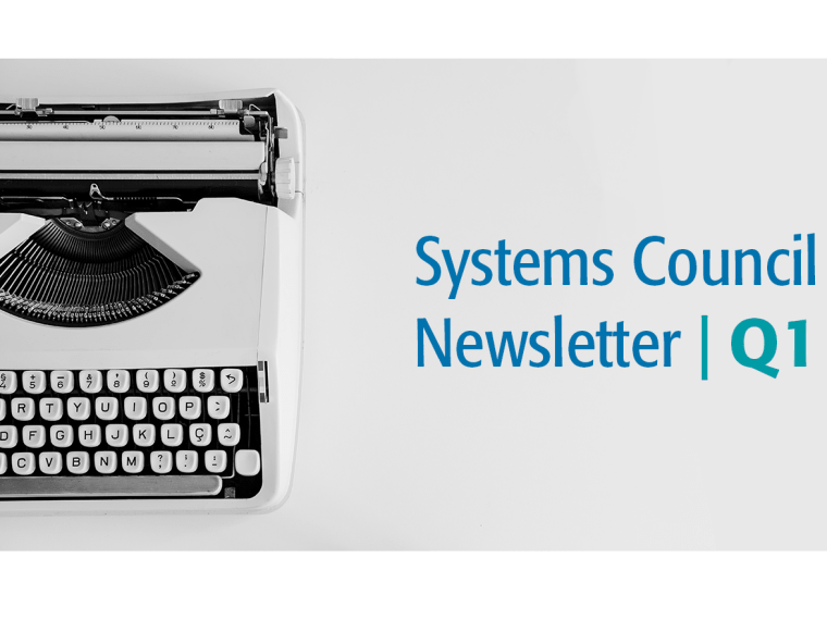 Systems Council Newsletter Q1 graphic w/typewriter